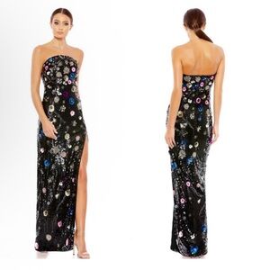 MAC DUGGAL FLORAL SEQUINED STRAPLESS COLUMN GOWN #93695 size 10 NWT